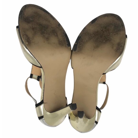French Connection Nicky T-Strap High Heel Sandals Metallic Silver Size 37.5 - Picture 8 of 8